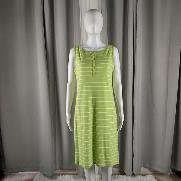 Lauren Ralph Lauren Dresses & Skirts - Lauren Ralph Lauren Womens 100% Cotton Green White Striped Midi Dress Size M